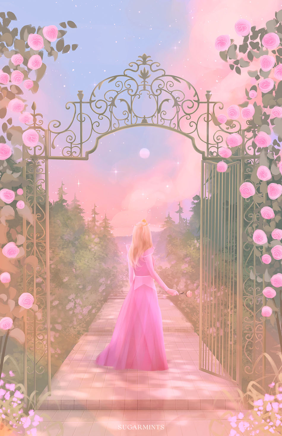 Postcard: Princess Aurora (Pink Dress)
