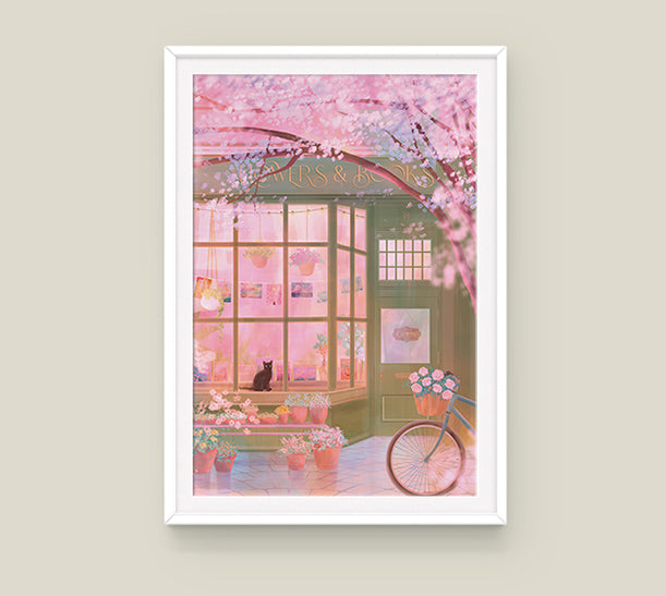 Poster: Flowers and Books