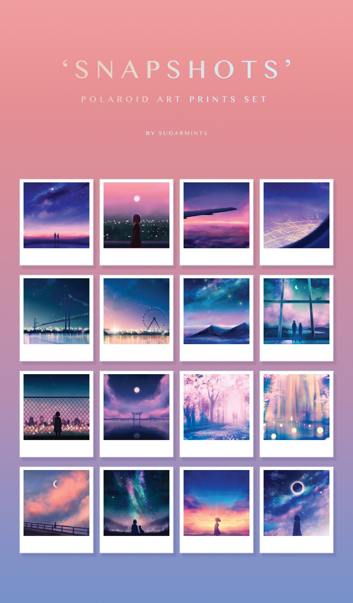 "Snapshots" 16-pc Polaroid Set - Sugarmints Artstore