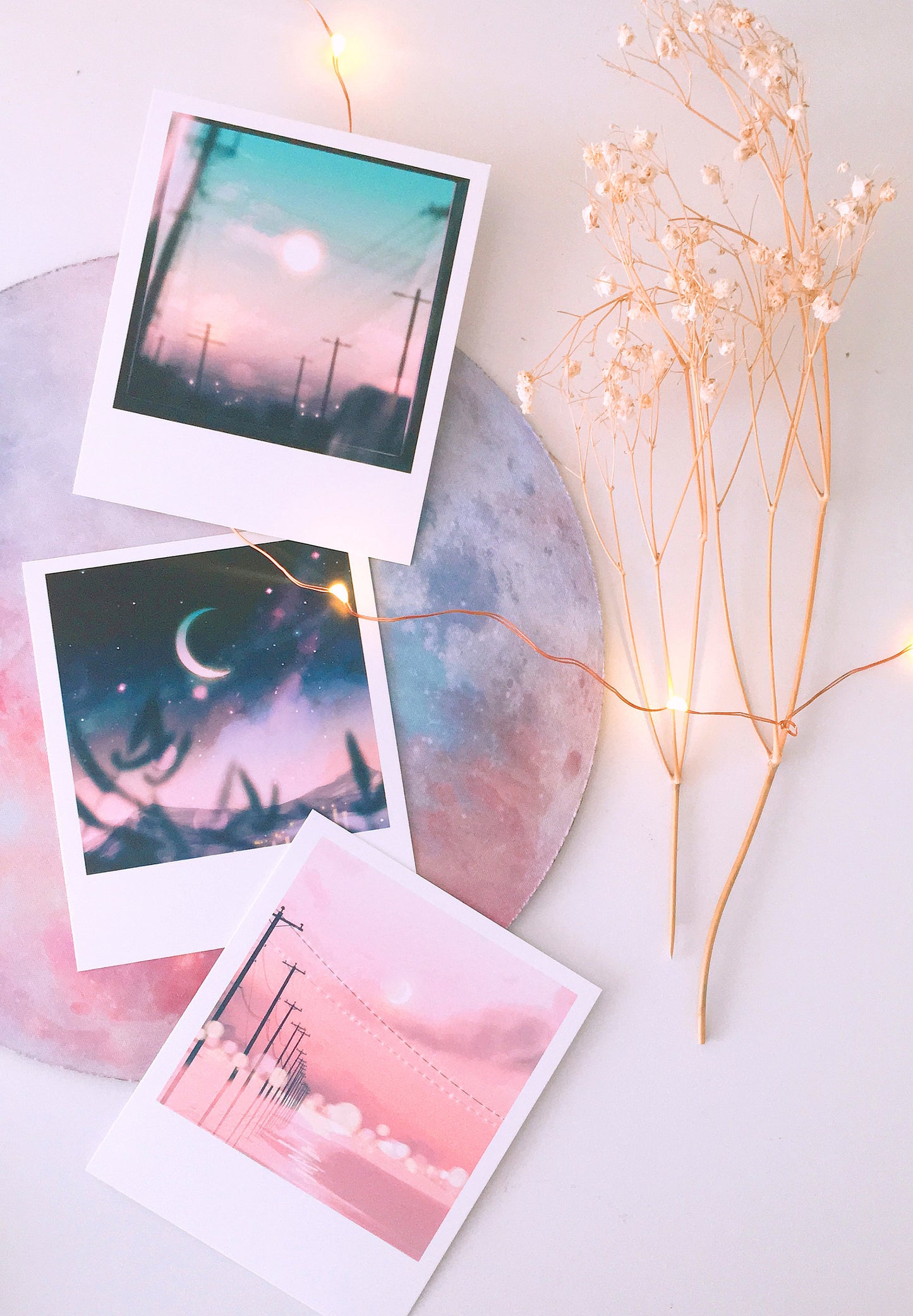 "Moons" 12-pc Polaroid Set - Sugarmints Artstore