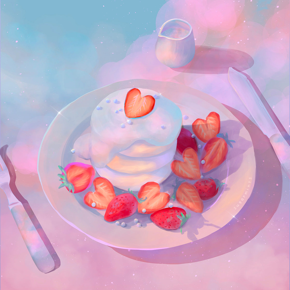 Postcard: Strawberry Pancakes