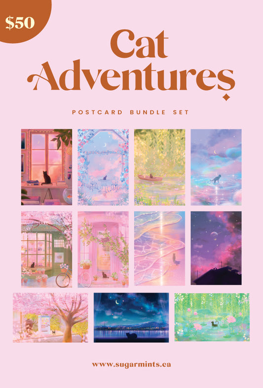 Cat Adventures Postcard Bundle Set