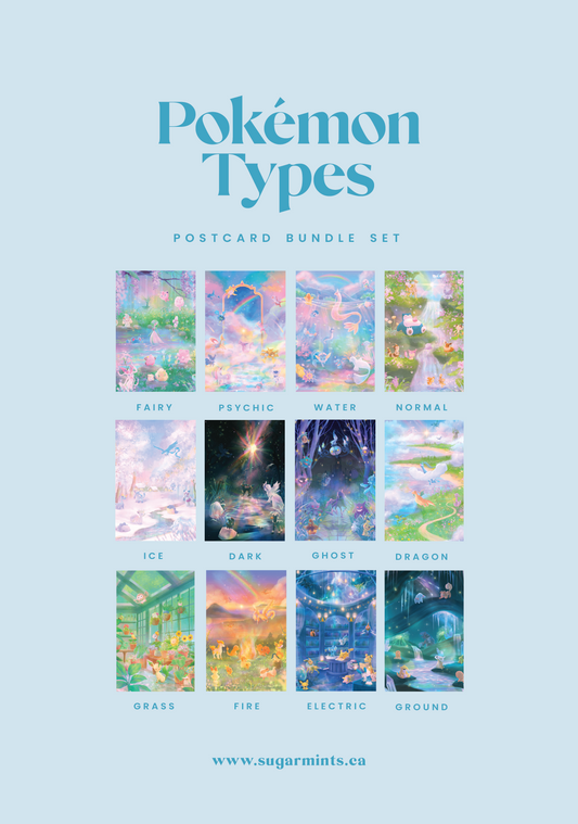 Poke Types Postcard Bundle Set