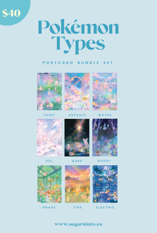 Pokemon Types Postcard Bundle Set