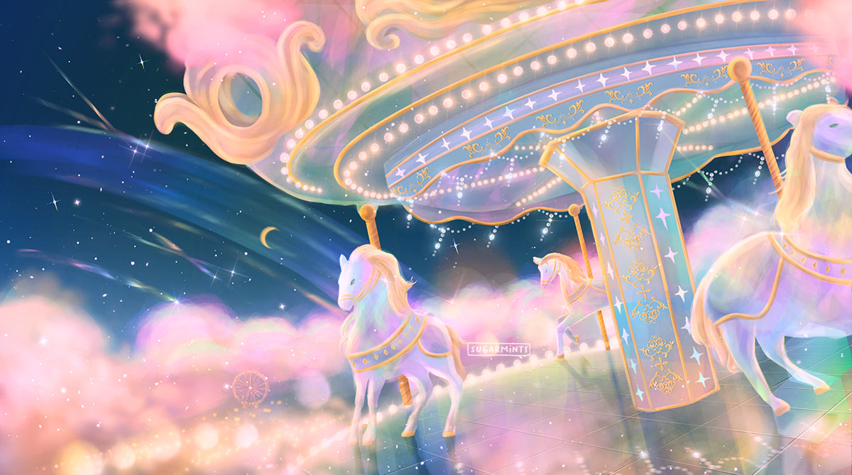 Pink Merry Go Round Poster: Merry Go Round – Sugarmints Artstore