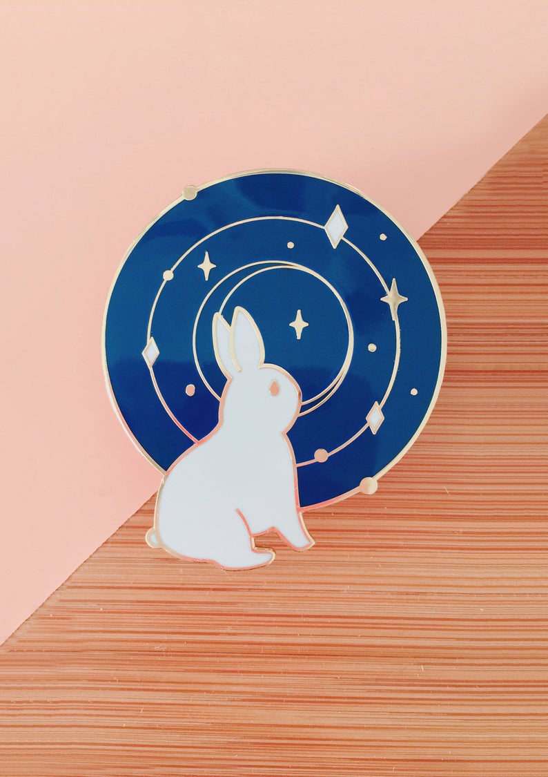 Galaxy Bunny Enamel Pin - Sugarmints Artstore