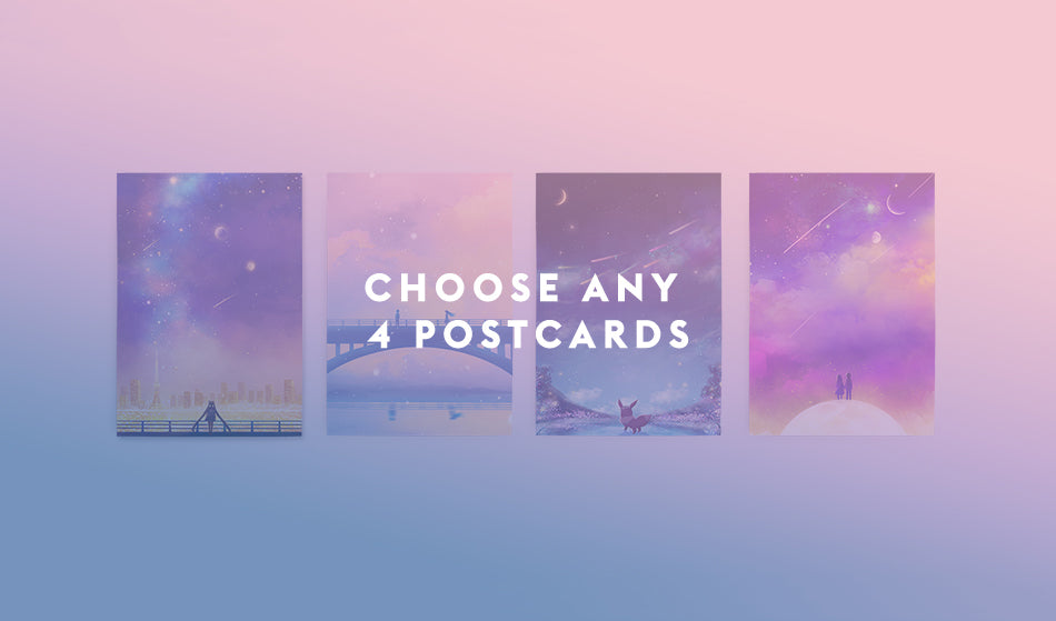 Choose Any 4 Postcards Set - Sugarmints Artstore
