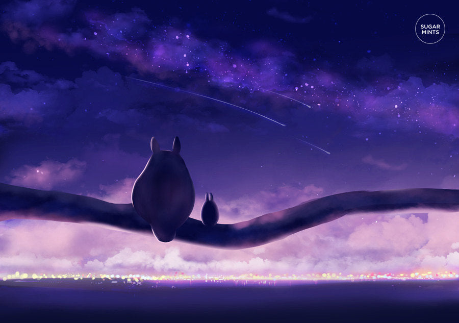 Totoro Poster: Starry Night - Sugarmints Artstore