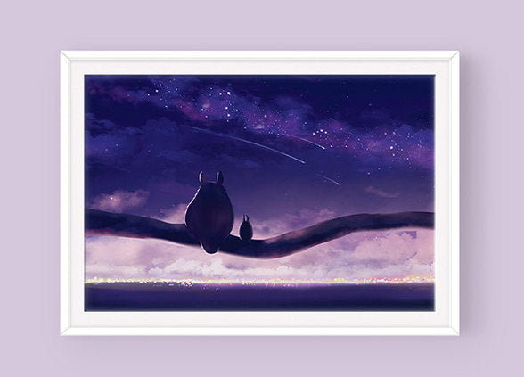 Totoro Poster: Starry Night - Sugarmints Artstore