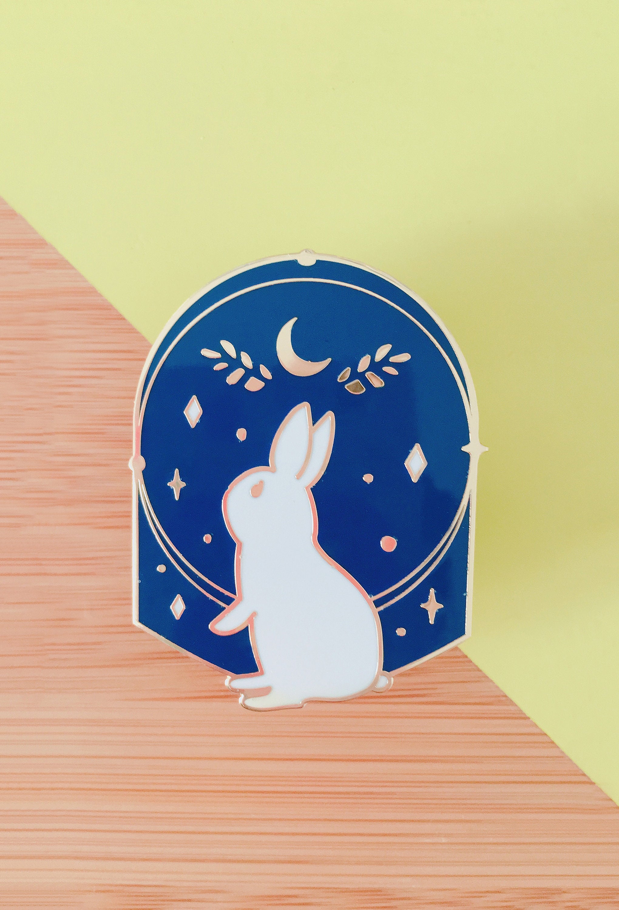 Starry Rabbit Enamel Pin - Sugarmints Artstore