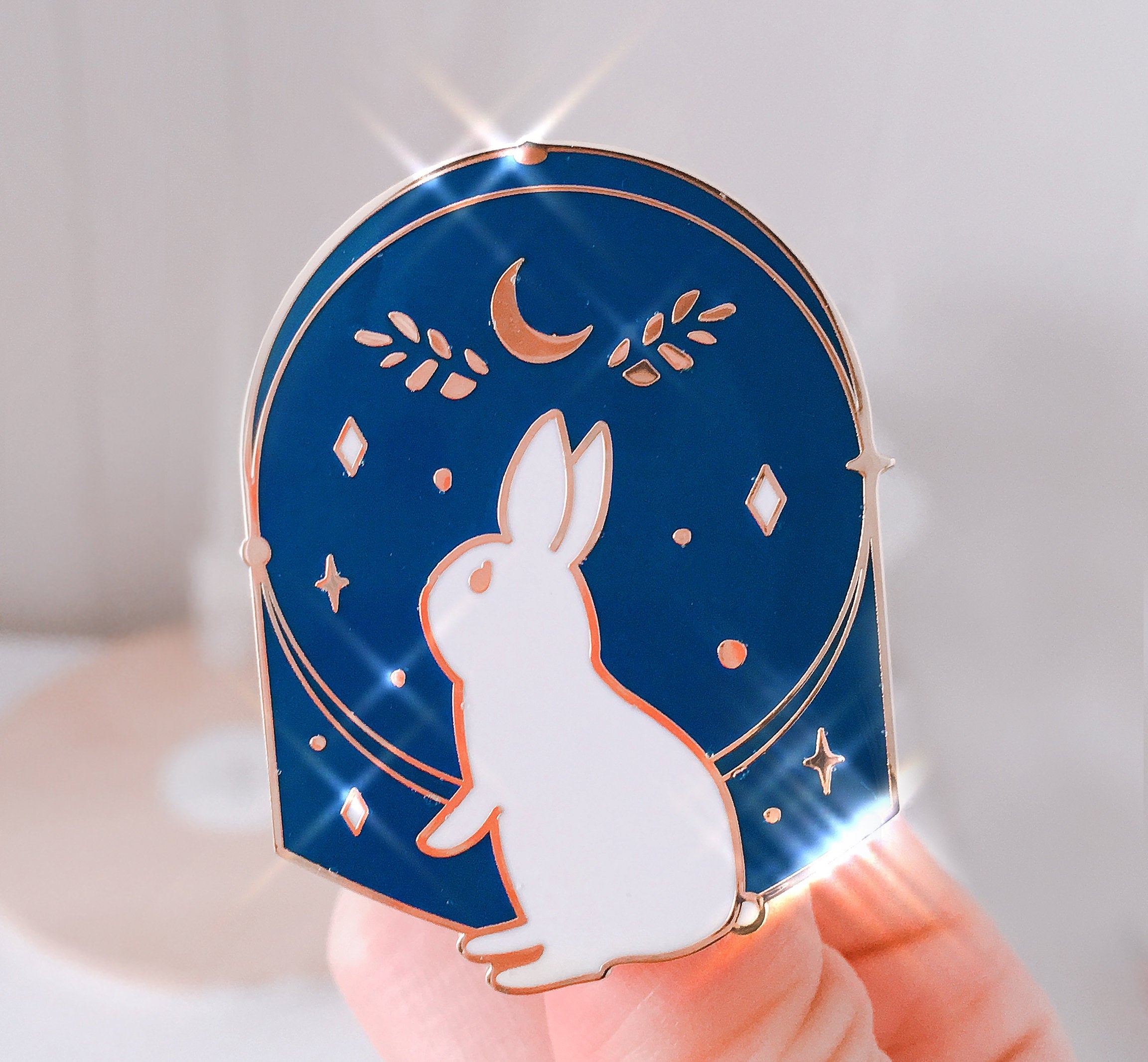 Starry Rabbit Enamel Pin - Sugarmints Artstore