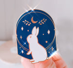 Load image into Gallery viewer, Starry Rabbit Enamel Pin - Sugarmints Artstore
