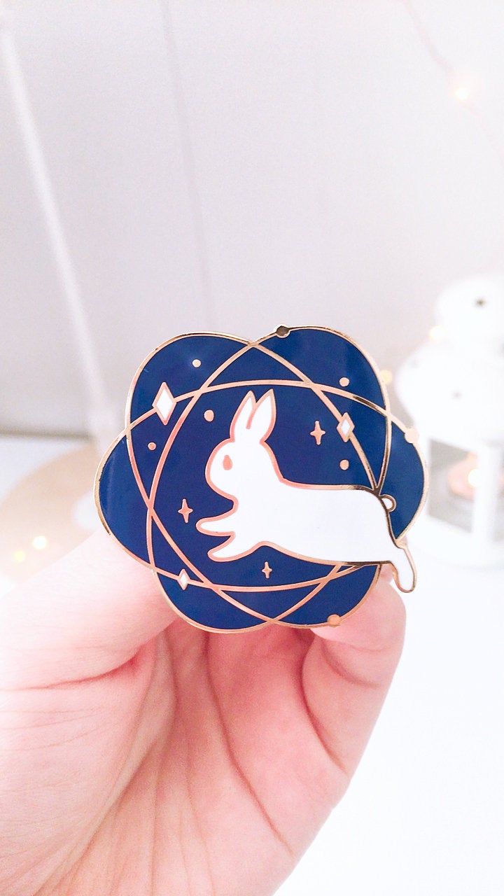 A Fast Rabbit Pin Atomic Rabbit Enamel Pin – Sugarmints Artstore