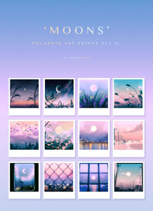 "Moons" 12-pc Polaroid Set - Sugarmints Artstore