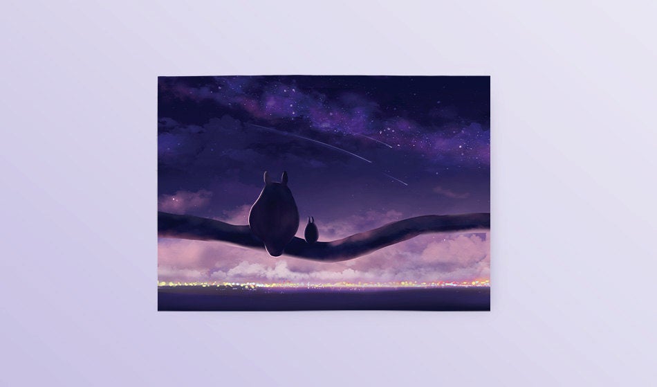 Postcard: Totoro Starry Night - Sugarmints Artstore