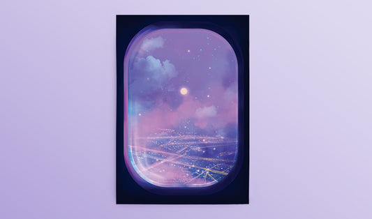 Plane Postcard: Violet Skies - Sugarmints Artstore
