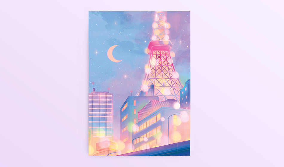 Postcard: Tokyo Tower City Lights - Sugarmints Artstore